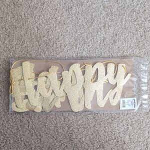 Gold Glitter Happy Banner
